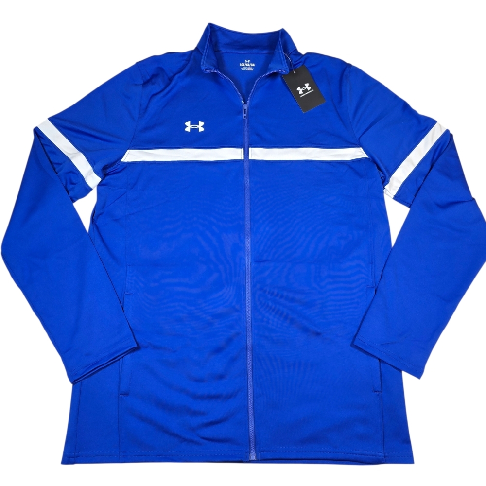 NWT Under Armour UA Mens Team Knit Full Zip Warm Up Jacket Royal Blue Sz L(Tall)